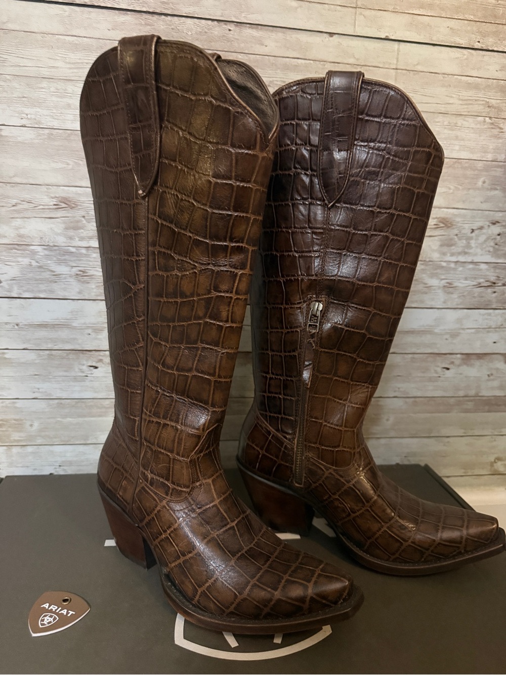 Ariat Luxe Espresso Croc Casanova Boots - Size 6 - New - Picture 5 of 11
